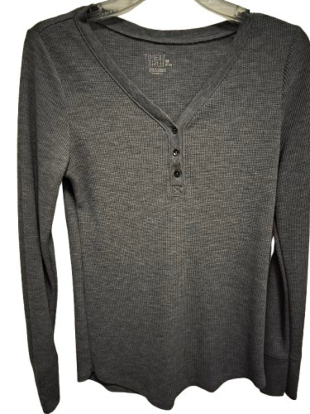 Time and True Henley Top Size Medium Long Sleeve